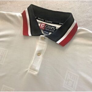 Chaps Ralph Lauren Endurance Team Polo Shirt Mens Medium White Embroidered Patch